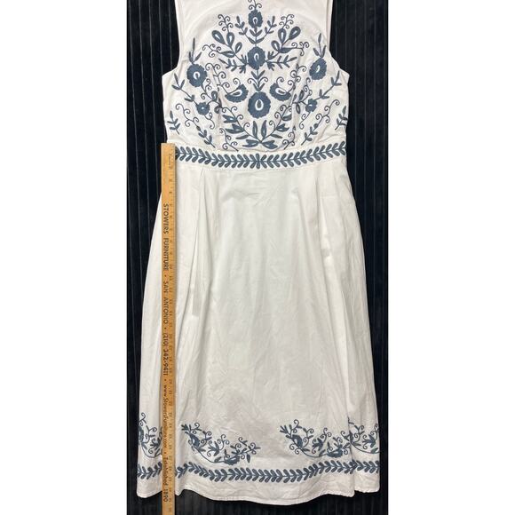 Wayward Fancies eShakti Embroidered Poplin Maxi Dress Women's Medium - Picture 4 of 7
